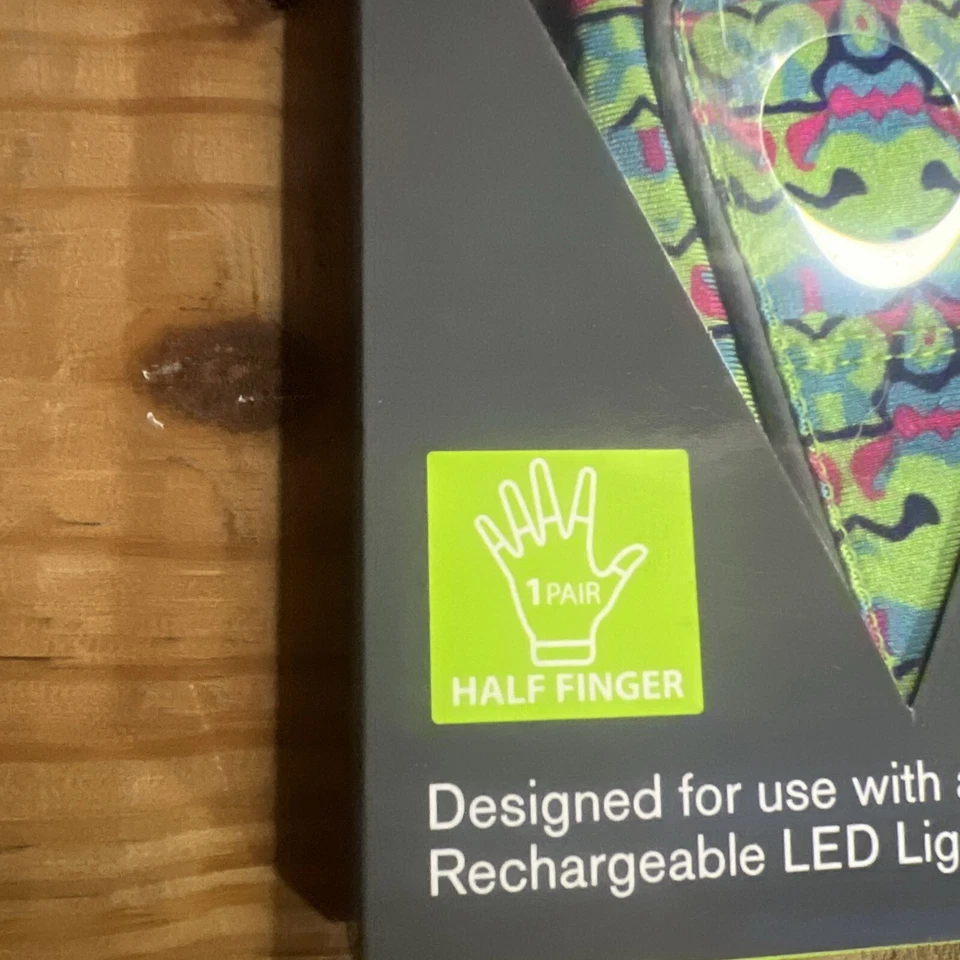 RunLites Peacock Design Half Finger Running Glove Size XS With Lights - Image 2 of 4