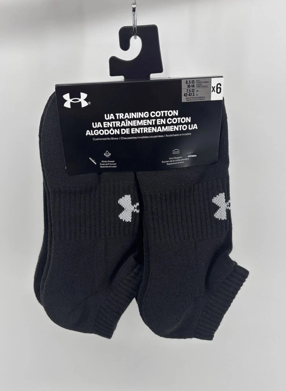 Under Armour Men’s Training Cotton Cushioned No Show Socks Black 8.5-13 New