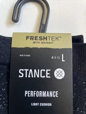 New Stance Mens Sport Fresh Tek Performance Light Cush Crew Cut Socks  Size L