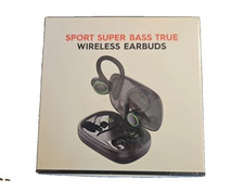 Sport Super Bass True Wireless Stereo Earbuds, Black NEW