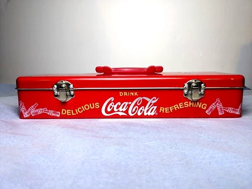 Coca-Cola Metal Tin Case – Vintage Style Toolbox – Red Drink Delicious Refresh