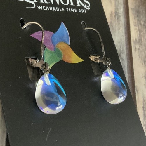Pierced Sterling made in the USA iridescent Leight Works earrings - Picture 3 of 5