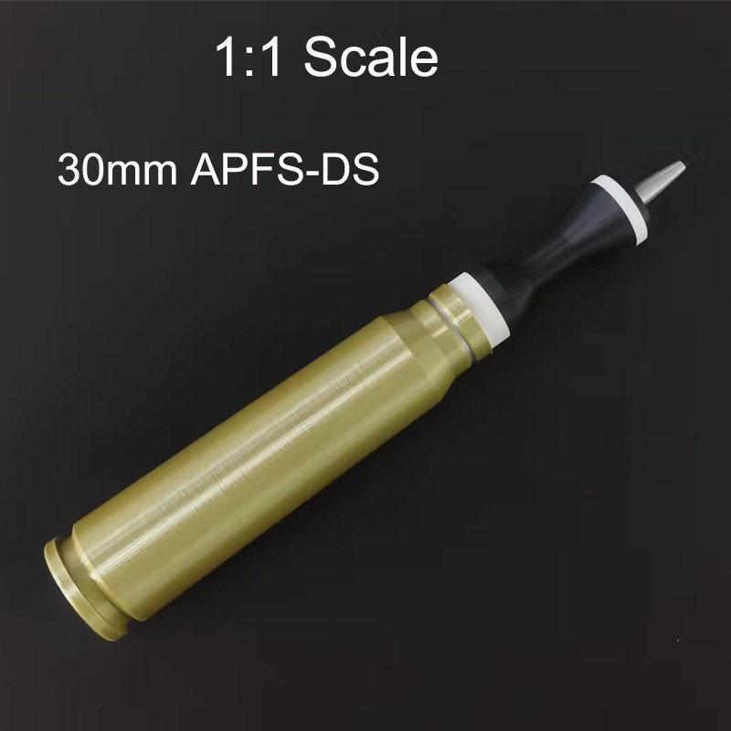 Modello Militare 3D Stampato 1:1 29cm Proiettile 30mm APFS-DS per M2/M3 Bradley