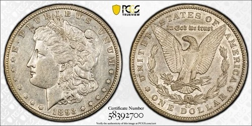 1893-CC Morgan Silver Dollar Coin PCGS XF45