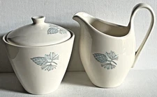 Vintage Marcrest Stetson Blue Spruce Cream Sugar Bowl 2pc Mid Century Design VGC