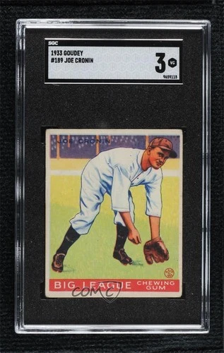 1933 Goudey Big League Chewing Gum R319 Joe Cronin #189 SGC 3 HOF