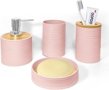 Bathroom Accessories Set 4 PCS, Bathroom Sets Accessories, Bamboo Bathroom Acces