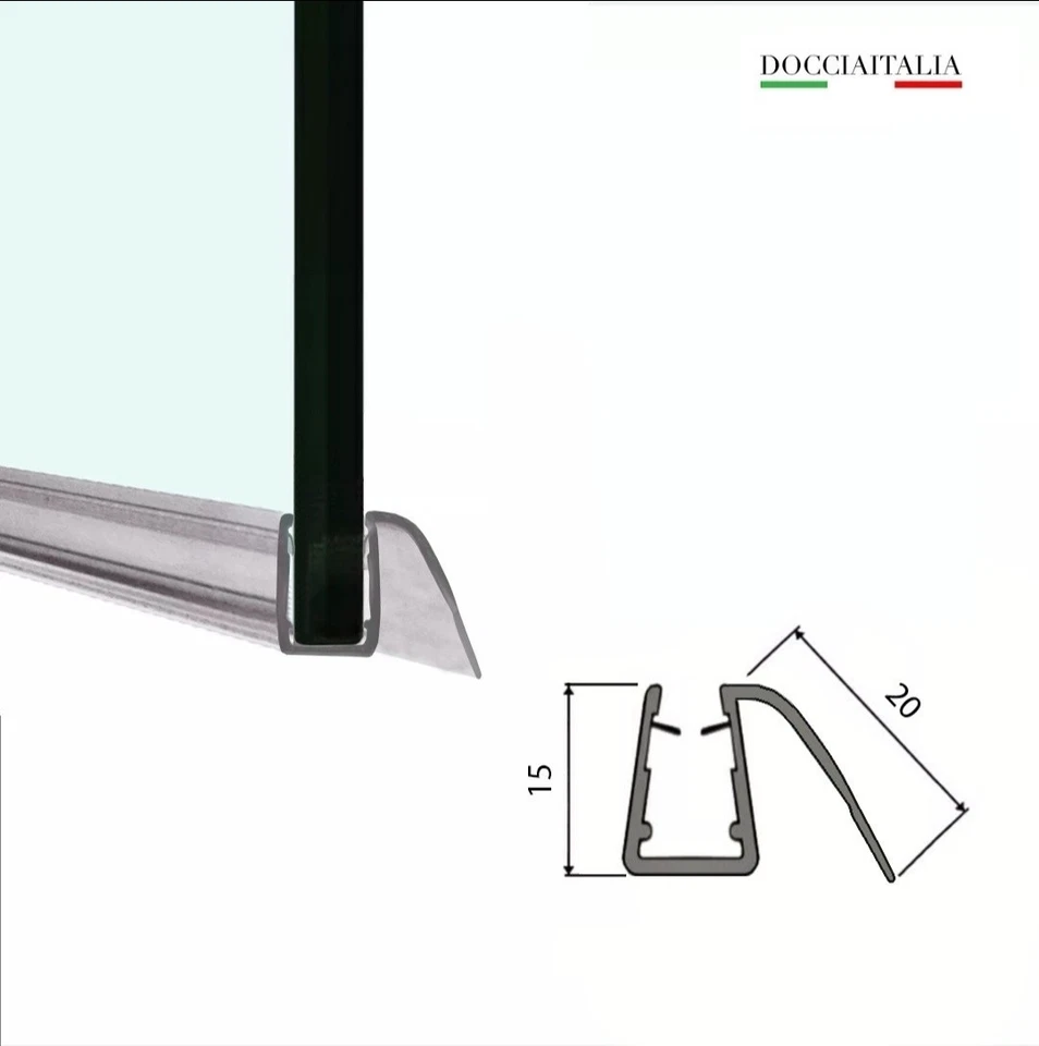 DOCCIAITALIA Guarnizione Con Gocciolatoio Sotto Porta Per Box Doccia vetro 6/8mm. H 200
