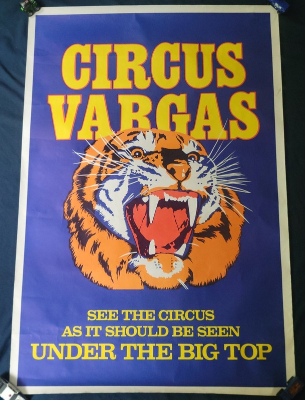 Vintage Circus Vargas Original Touring Poster 1980's 42" x 28" Rolled Rare!