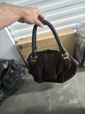 Geox Women s Brown Satchel Zip Top Braided Double Handles Detachable Strap