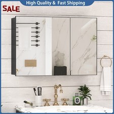 Bathroom Mirror Cabinet Wall Mount Storage Organizer w/ Door, Shelves, Aluminum