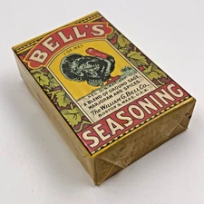 Vintage Sealed BELL's Seasoning with Turkey Image Spice Box Advertising Not Tin