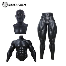 SMITIZEN Black Silicone male Mask with Upgraded Muscle Suit Black muscle pant