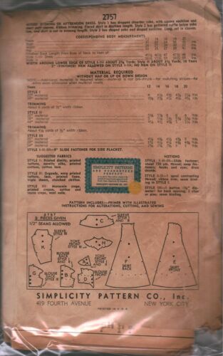 2757 Vintage Simplicity Sewing Pattern Misses 1930s Day Dress Evening Gown 16 - Picture 2 of 2