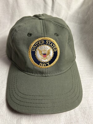 Navy US Eagle Crest Baseball Cap Adjustable Green Military