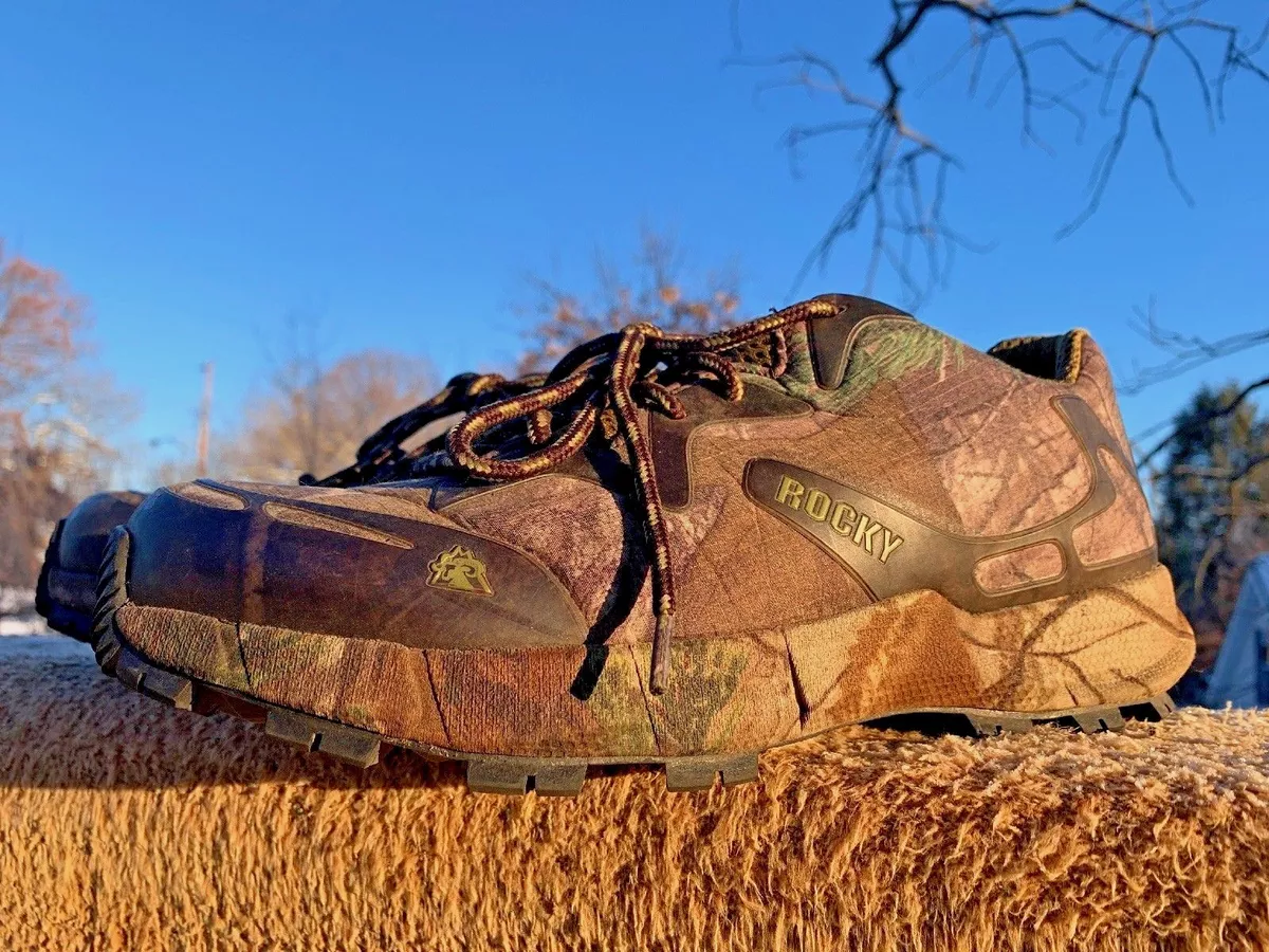 ROCKY Broadhead Trail Runner Camouflage REAL TREE Hike Hunt Mens Shoes Sz 8 👣b7