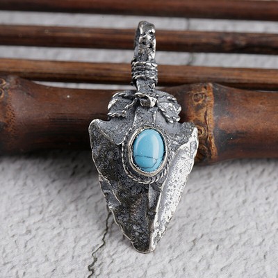 A24 Arrowhead Pendant with Turquoise Sterling Silver 925