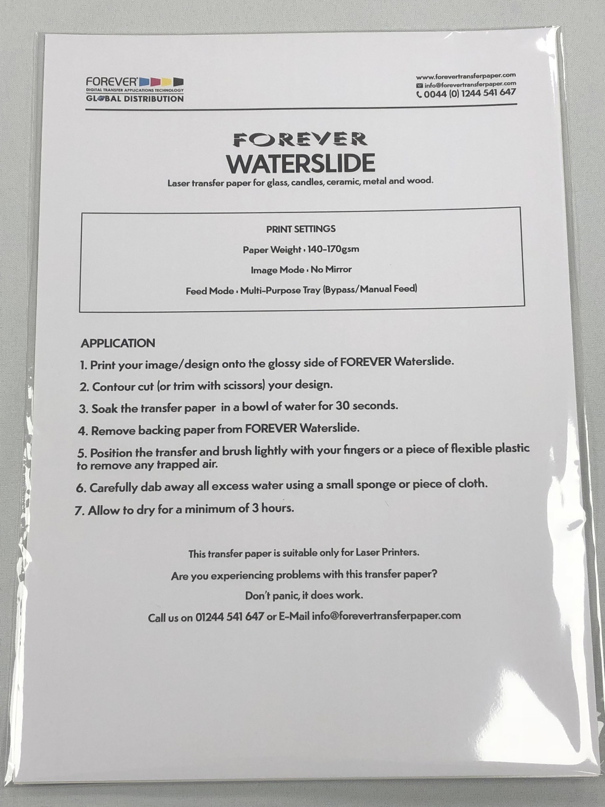 FOREVER Laser Printer Transfer Paper SAMPLE PACK Professional TShirt