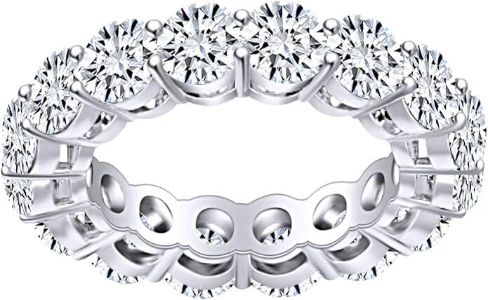 Eternity Wedding Band Round Cut CZ 925 Sterling Silver Ring-image