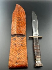 Vintage MARBLES Gladstone Mich. JET PILOT SURVIVAL KNIFE 4-3/4" Blade Sheath USA