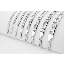 Mens Hip Hop Jewelry Silver Plated Figaro Link Chain 4 5 6 7 8 9 10 12 mm