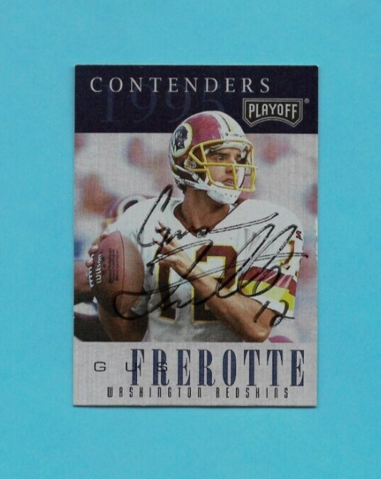 #10 Gus Frerotte Signed 1995 Playoff NFL Football Card Redskins Mint