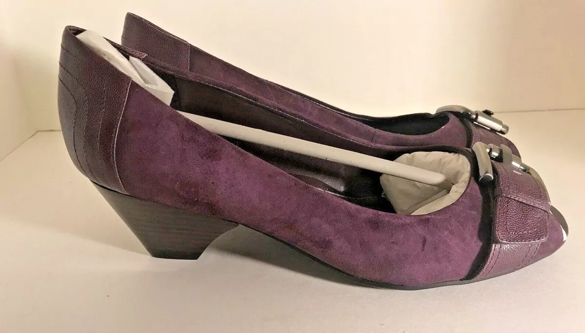 Easy Spirit Maribel purple suede open toe pumps ladies wide dress