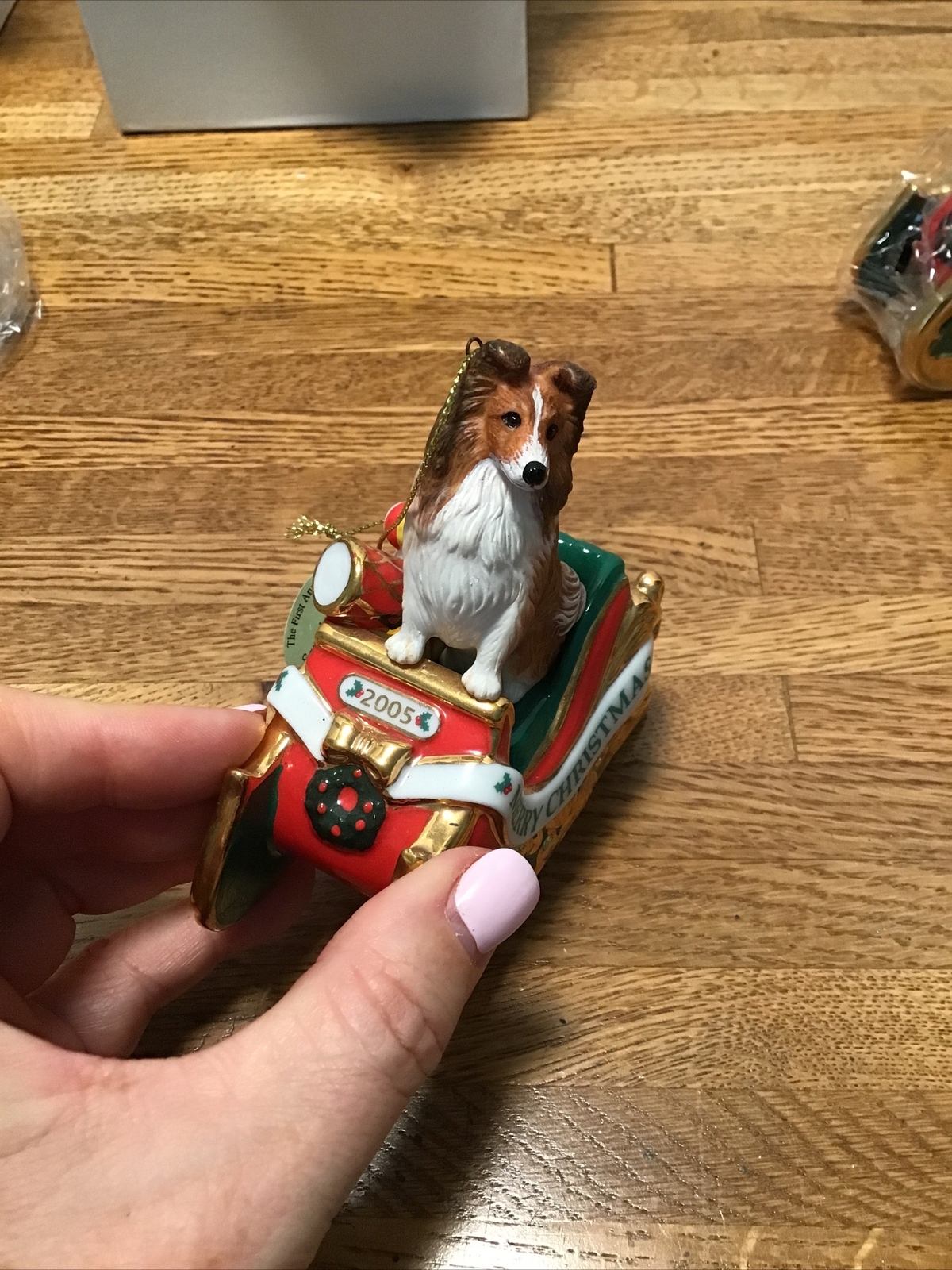 Danbury Mint Christmas Sheltie Ornaments, New In Box Lot Of 4 2005, 08