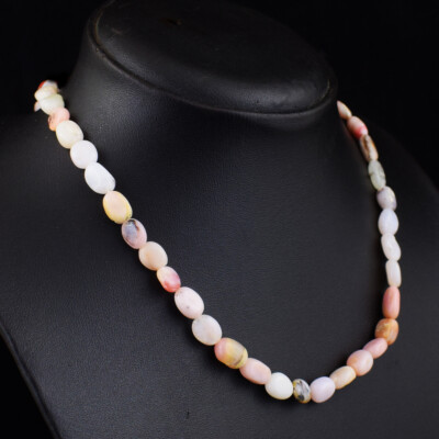 114 kt Erdabbau Australischer Opal Ovale Form Perlen Halskette Schmuck JK 09E422