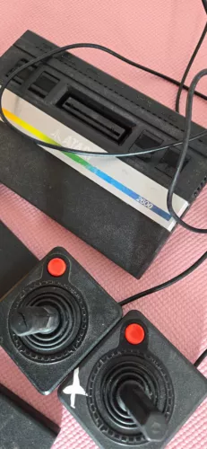 Atari 2600 Jr. Console with Joystick Controllers/Cartridge Lot (For parts)
