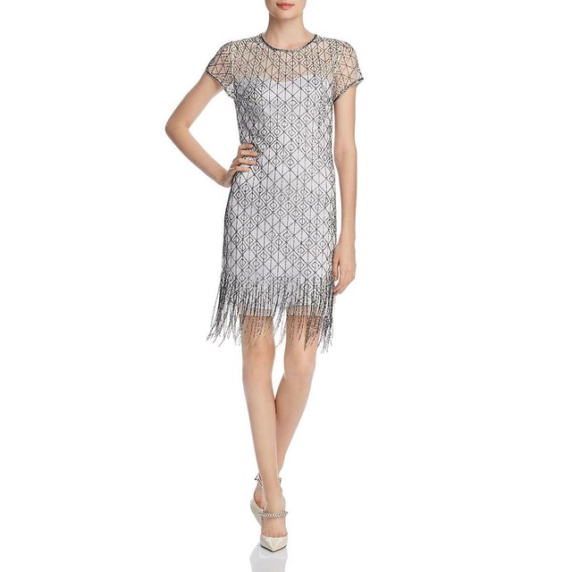 Elie Tahari Womens Beaded Fringe Party Cocktail Dress BHFO 6624 eBay