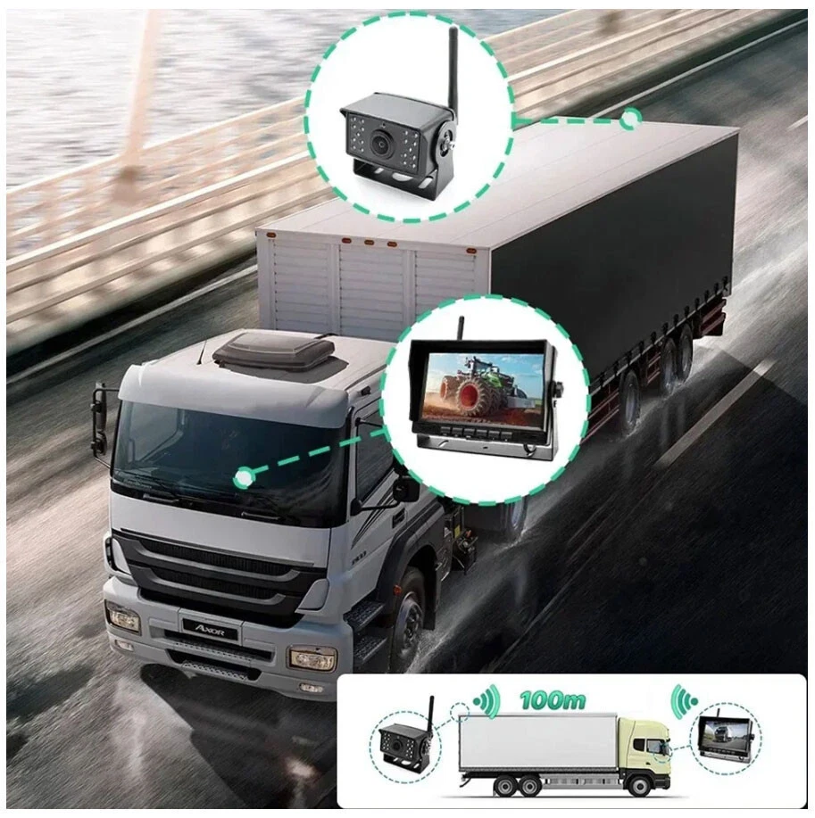 Digital Wireless 7" Quad Split Monitor DVR Backup Camera for Truck Caravan RVs - Image 2 of 4