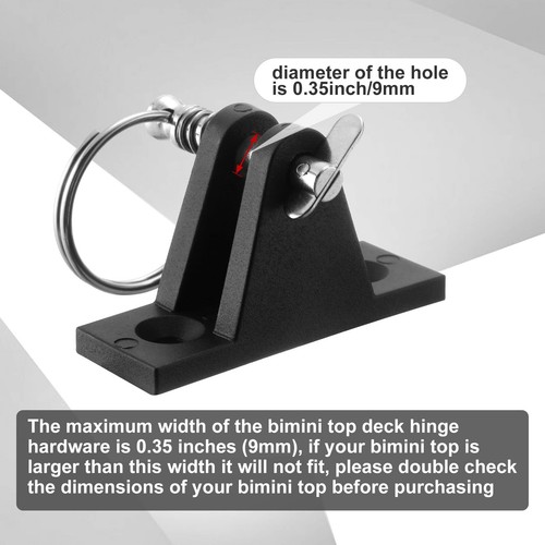 8 Pack Bimini Top Deck Hinge Quick Release Pin 316 Steel Nylon Black Screws - Picture 4 of 7