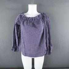 A New Day Women Top Small Blue Coastal Cottage Nautical Academia Lightweight NEW