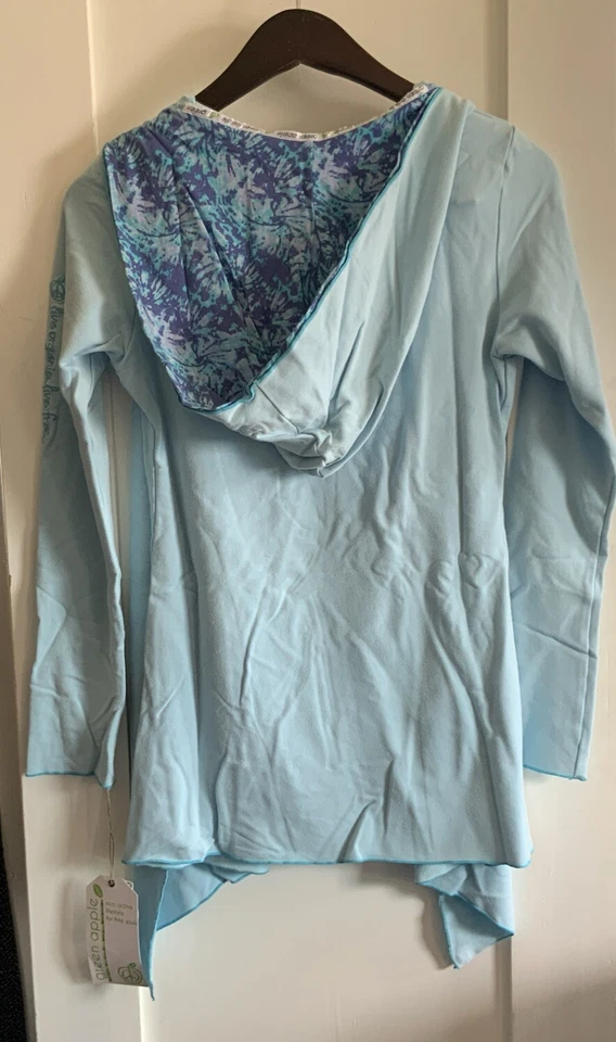 Green Apple Light Blue Hooded Long Sleeved Wrap Women’s Small - Image 2 of 4