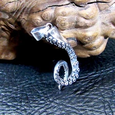 Solid 925 Sterling Silver 3D Octopus Tentacle Pendant - Sea Kraken Jewelry Charm