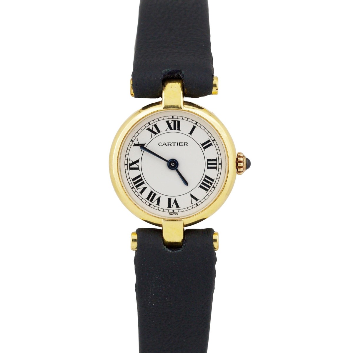 Cartier Mini Vendome 18K Yellow Gold WHITE Quartz 27mm x Cartier Mini Vendome 18K Yellow Gold WHITE Quartz 27mm x