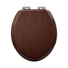 Heritage Walnut Toilet Seat with Soft Close Chrome Hinges