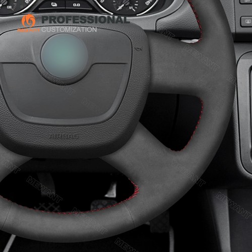 MEWANT DIY Black Suede Steering Wheel Cover for Skoda Octavia Superb Fabia Yeti - Picture 5 of 10