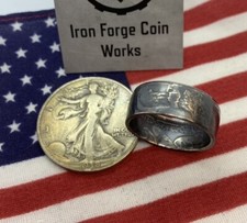 Walking Liberty Coin Ring. Silver Sizes 3-15 US Coin Patina