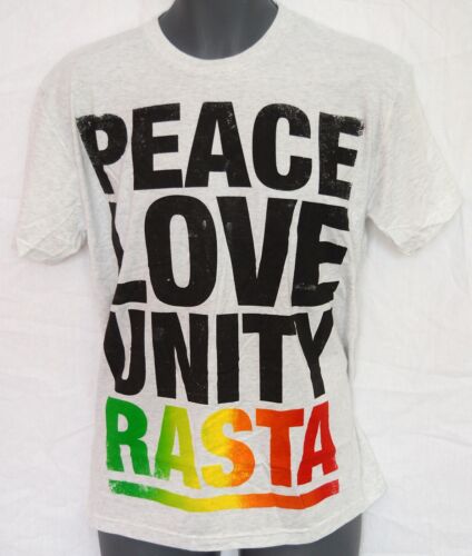 T-Shirt, PEACE LOVE and UNITY RASTA, Grau, Reggae - Foto 1 di 1