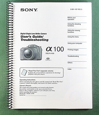 Sony DSLR-A100 Instruction Manual: 159 Pages & Protective Covers!