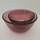 Pyrex Vintage Cranberry Nesting Bowls 7401-S Ribbed Small/Med Size Made In USA