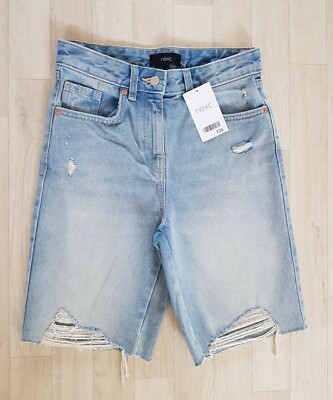 NEXT Gr. 6 Regular RIPPED DENIM SHORTS Sommer HELLBLAU Freizeit RAW SEM Damen