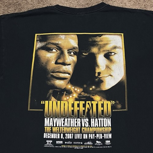 Mayweather vs Hatton Boxing T Shirt Undefeated Las Vegas 2007 Black Mens XL - Picture 3 of 17