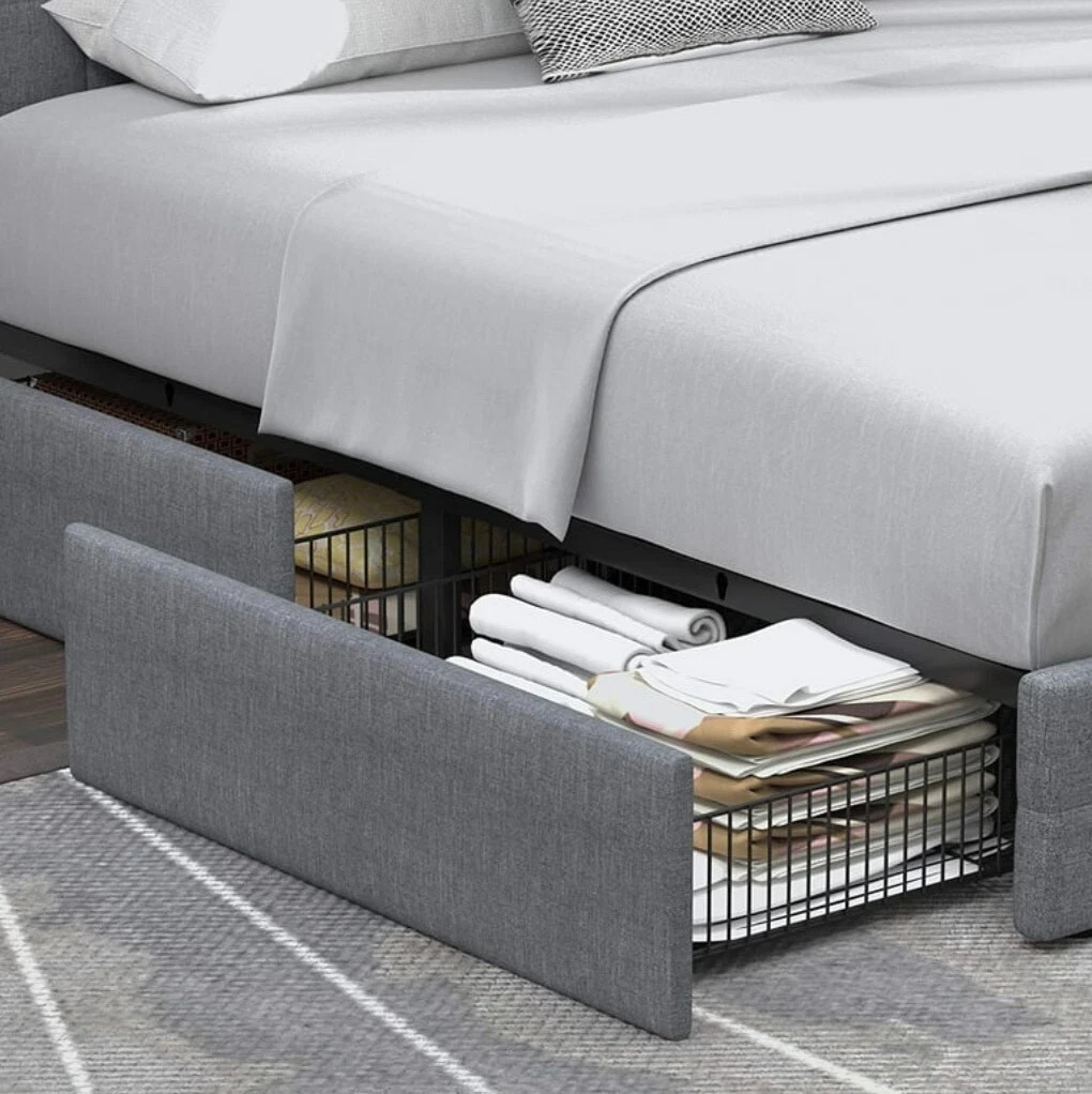Allewie queen platform bed frame with 4 drawers deals