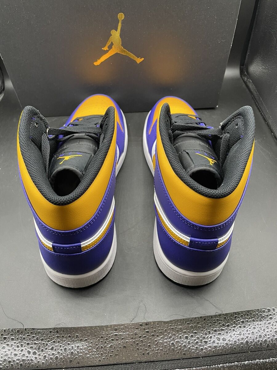 New Nike Air Jordan 1 Mid Lakers Mens Size 12 Gold Purple New Nike Air Jordan 1 Mid Lakers Mens Size 12 Gold Purple