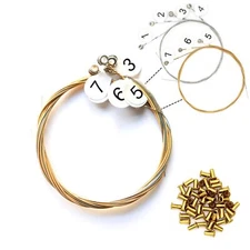 Lyre Harp A Sets of 7 Replacement Metal Strings with 30 Pcs Gold Brass Hollow...