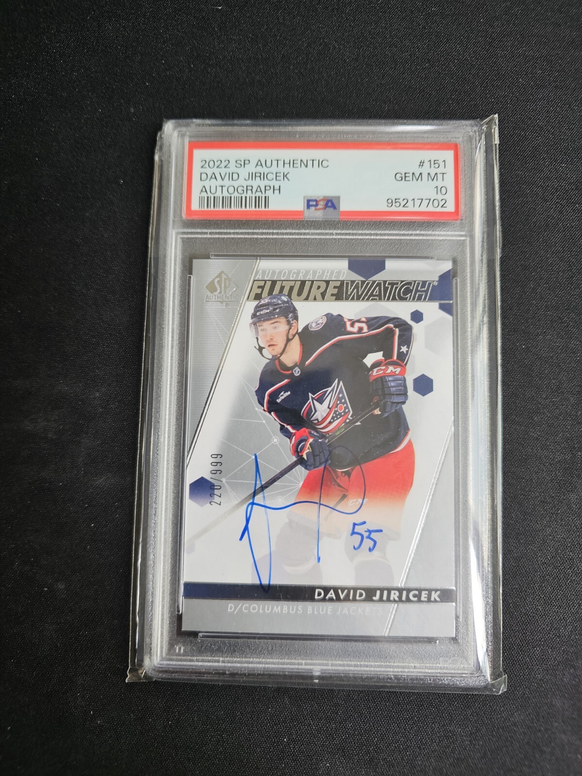 22-23 UD SP Authentic David Jiricek 220/999 PSA 10 Future Watch Auto #151
