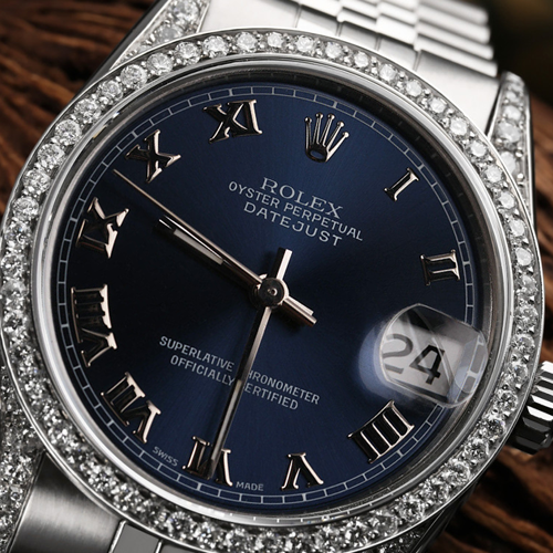 Rolex Oyster Perpetual Datejust 36mm Blue Dial Stainless Steel Diamond